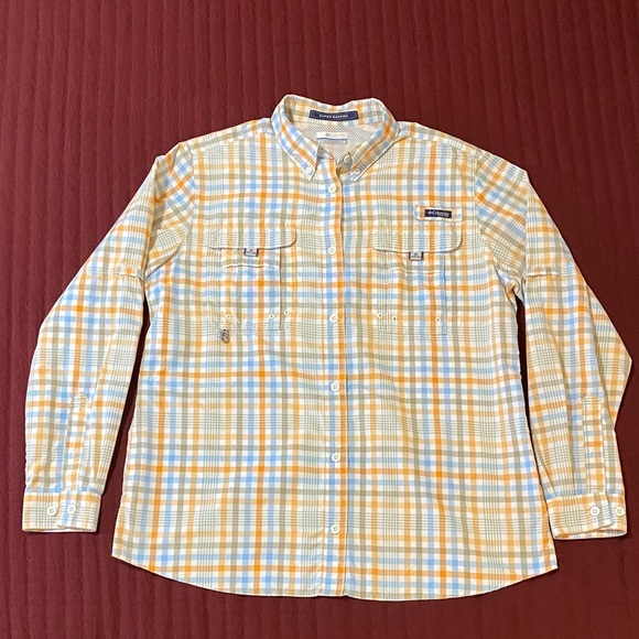 Like New Columbia Men's PFG Plaid Button Down Plaid LS Shirt - Picture 1 of 10